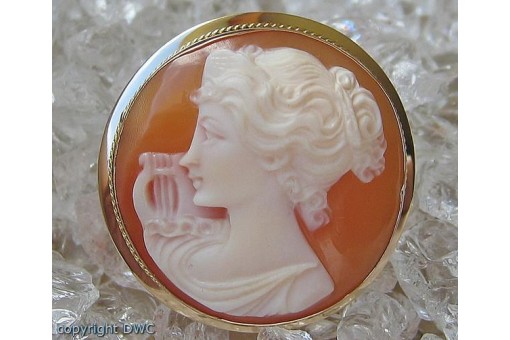 Ansteck Nadel Brosche mit Gemme in 18 Kt 750 Gold Antik Muschel Sammlerst&uuml;ck