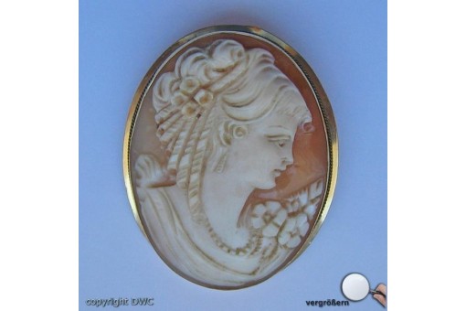 Ansteck Nadel Brosche in 18 kt 750 Gold Gemme Kammee Tracht Sammlerst&uuml;ck