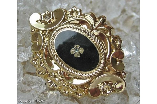Ansteck Nadel Brosche mit Onyx in 14 585 Gold Antik Biedermeier Sammlerst&uuml;ck