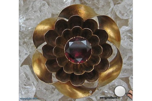 Ansteck Nadel Brosche Broschen Antik in 14 Kt 585 er Gold mit Granat top