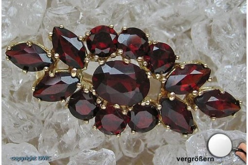 Ansteck Nadel Brosche in 14 Kt. 585 er Gold Antik mit Granate Sammlerst&uuml;ck