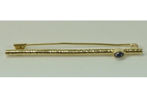 Brosche Nadel mit Safir in aus 14 Kt. 585 Gold Krawattennadel Saphir 