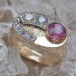Ring mit Diamanten Brillanten Amethyste 14 Kt. 585 Gold 54 antik Sammlerstück