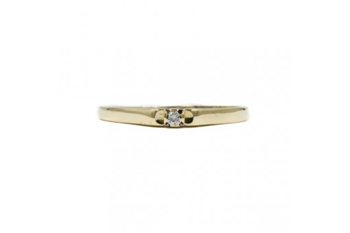 Ring mit Brillant Diamant Solit&auml;r 0,03 ct. in 14 Kt 585 Gold 58 fein!