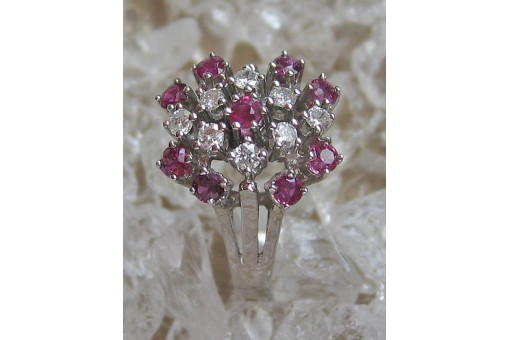 Ring mit Rubin Brillant Diamant Weiss in 14 Kt. 585 er Gold Brillanten 55 