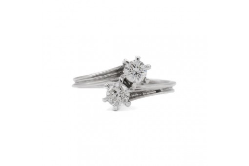 Ring mit 2 Brillanten 0,50 ct. in 18 Kt. 750 Wei&szlig;gold Gr. 50