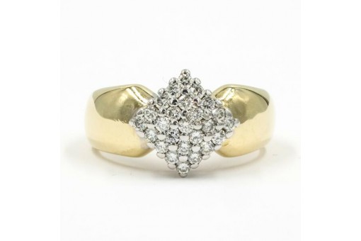 Ring mit 25 Brillanten Diamanten 0,50 ct in 14 Kt. 585 er Gold 52 Fein
