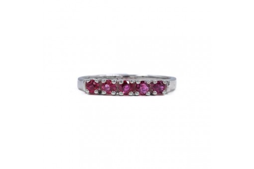 Ring mit 5 Rubinen in 14 Kt. 585 Gold Wei&szlig;gold 55 fein