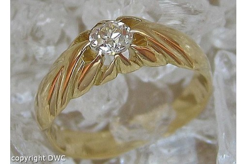 Ring mit Diamant Brillant Solit&auml;r in 18 Kt. Gold 750 er Gr&ouml;sse 54 RAR