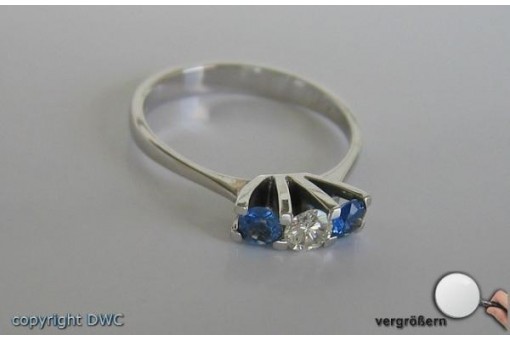Ring mit Diamant Brillant Saphir Diamanten Brillanten Safire 750 er Gold 56 top