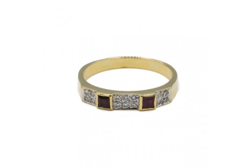 Ring mit Rubinen und 14 Diamanten Brillanten 0,28 ct. in 18 Kt. 750 Gold Gr. 58