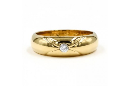 Ring Band Marke WEMPE mit Diamant Brillant in 18 Kt 750 er Gold 55 Solit&auml;r