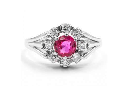 Ring mit Rubine Brillanten Diamanten in 14 Kt 585 er Gold Gr&ouml;sse 58 Ringe top!