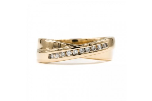 Ring mit Brillanten Diamanten 0,15 ct in 14 Kt 585 er Gold 55 Edel