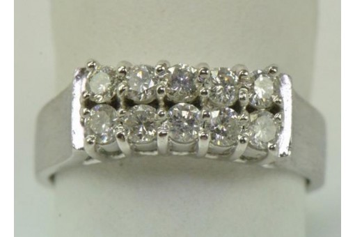 Ring mit Brillanten Diamanten in aus 14 kt. 585 er Wei&szlig; Gold Ringe 53 top!