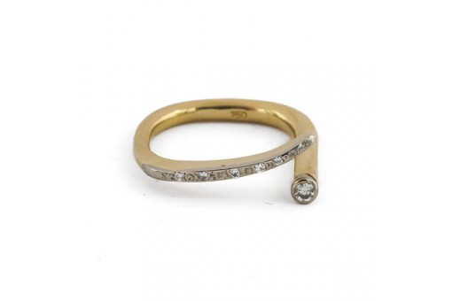 Ring mit Brillanten Diamanten 0,12 ct in 750 18 kt Gold Damen Ringe Gr. 54