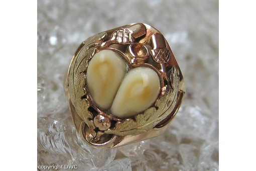 Ring mit Grandeln Grandel in 14 Kt 585 er Gold Finger Tracht Ringe 52 fein!