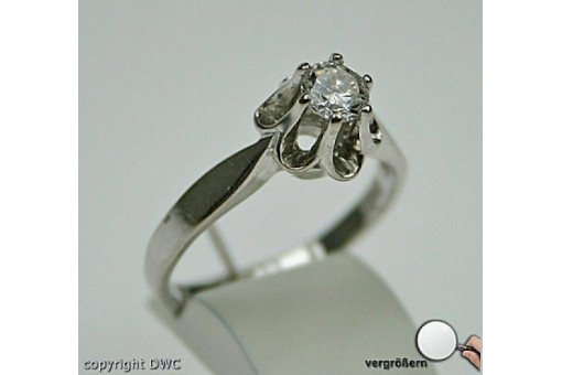 Ring mit Solit&auml;r in 585 er Gold mit Brillantsolit&auml;r Brillant Diamant 52 top
