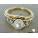Ring mit Perlen Brillant Diamant Perle in aus 14 Kt. 585 er Gold 54 top!