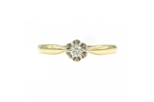 Ring mit 9 Diamanten diamonds 0,34 ct. in 14 Kt. 585 er Gold 52 Fein