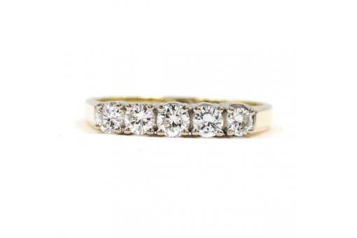 Ring mit 5 Brillanten Diamanten 0,50 ct. in 14 Kt. 585 Gold Damen 52 Edel!