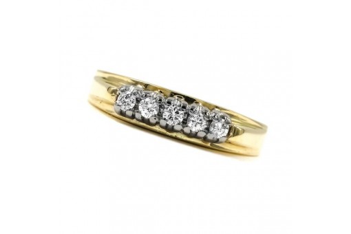 Ring mit 5 Brillanten Diamanten 0,25 ct. aus 14 Kt. 585 er Gold 54 top