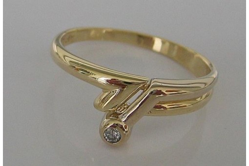 Ring mit Diamanten Brillanten in aus 14 Kt 585 er Gold Gr&ouml;sse 58 Ringe RAR!