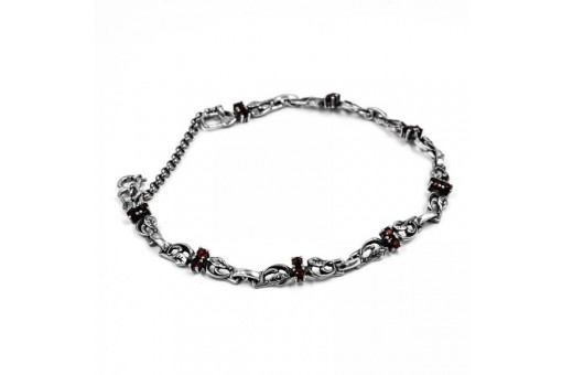 Armband mit Granate in 925 Silber Tracht garnet silver bracelet 19 cm fein