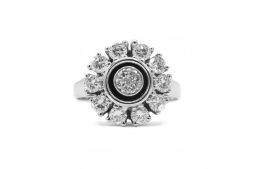 Ring mit Brillanten Diamanten 1,1 ct. in 14 Kt. 585 Wei&szlig;gold Gr. 53