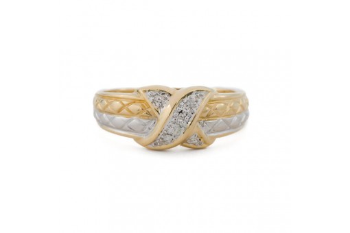 Ring mit Diamanten Brillanten in 585 14 kt Gelb Wei&szlig; Gold Damen Gr. 57