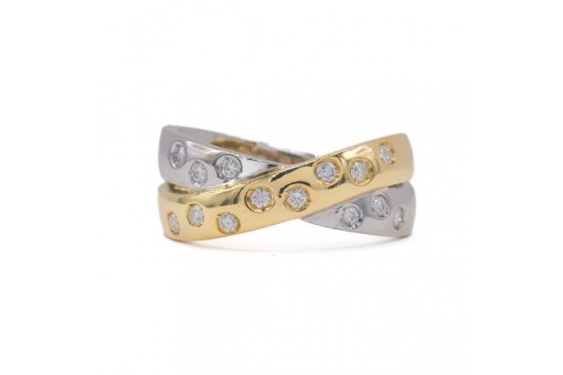 Ring mit 14 Brillanten 0,30 ct. in 18 Kt. 750 Gold Gr. 58