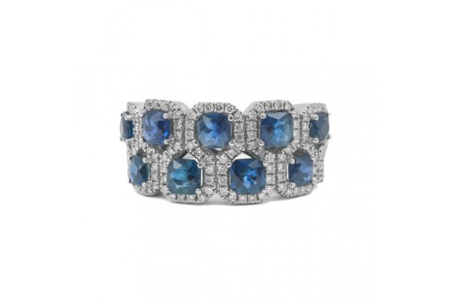 Ring mit Safiren und Diamanten in 18 Kt. 750 Gold Gr. 55,5