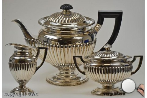 Tee Kaffee Service aus 800 er Massiv Voll Silber Antik Kaffeeservice RAR.