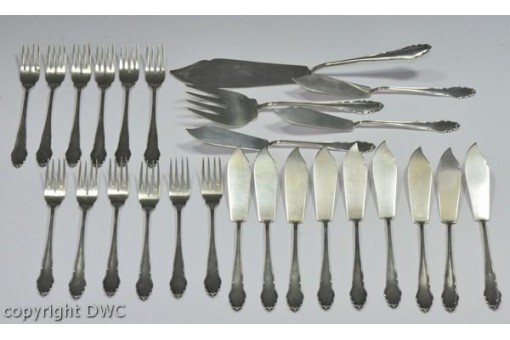 Fisch Ess Speise Besteck 26 Teile LSF aus 800 er Silber Tafel 