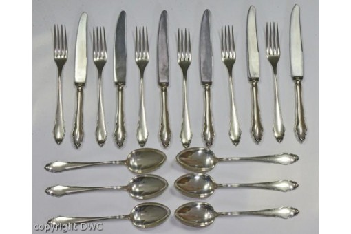 Silberbesteck Speise besteck 800 er Silber 18 Teile LSF Messer Gabel L&ouml;ffel .