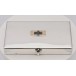 Prunkvolle Schminkdose Puderdose in 935er Silber mit Safiren compact silver box