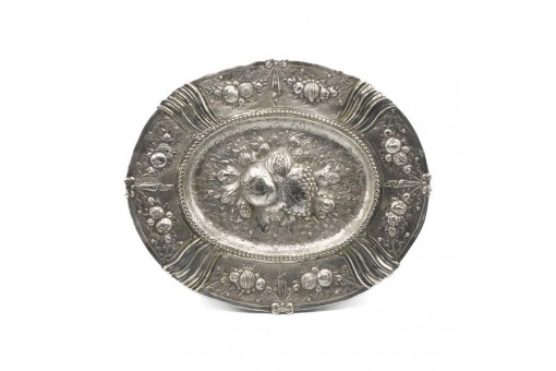 Fr&uuml;chteschale Anbietschale Zierteller Frankreich um 1700 in Silber antik