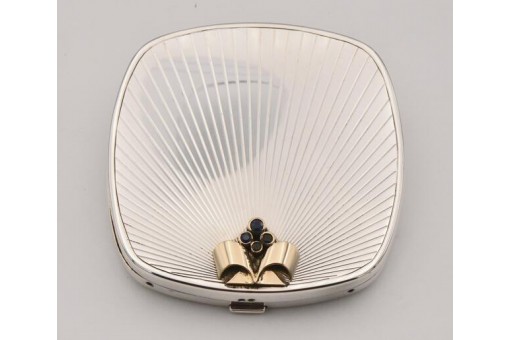 Puderdose TIFFANY & CO. 925 Silber & Gold mit Safiren compact box.
