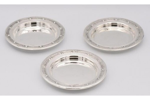 3 Glasuntersetzer Sch&auml;lchen Kopenhagen HEIMB&Uuml;RGER in 830er Silber 13 cm &Oslash;
