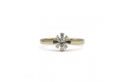 Brillantring Ring mit Diamant 0,14 ct Diamond in 585 14kt Gold Solit&auml;r Gr. 54