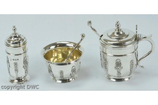 Gew&uuml;rzset Streuer 3 Teile in aus 925 er Sterling Silber England London 1906 