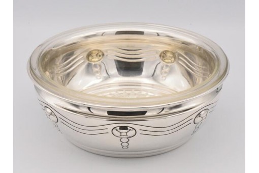 Anbietschale Silberschale mit Glaseinsatz Kopenhagen 1914 in 830 er Silber