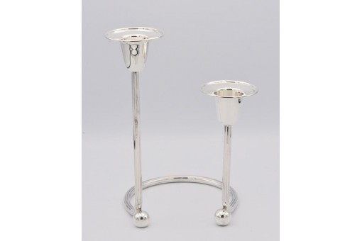 Kerzenleuchter Kerzenhalter 2 -flammig in 900er Sterling Silber Art Deco