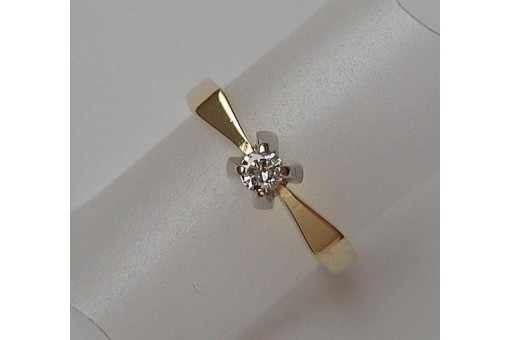 Ring mit Brillanten Diamanten Solit&auml;r in aus 14 Kt 585 er Gold Gr&ouml;sse 53 Ringe