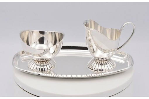 Service Milch & Zuckerk&auml;nnchen mit Tablett 835 Silber milk & sugar set silver