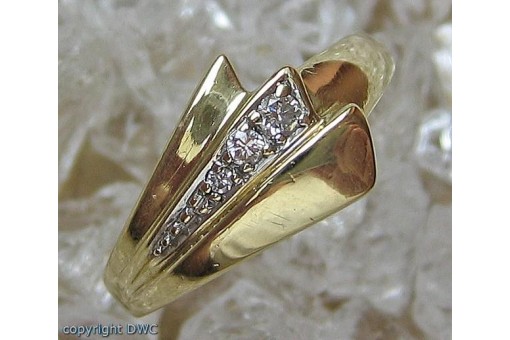 Ring in aus 14 kt. 585 er Gold mit Brillanten Diamanten Brillant Gr&ouml;sse 51 top