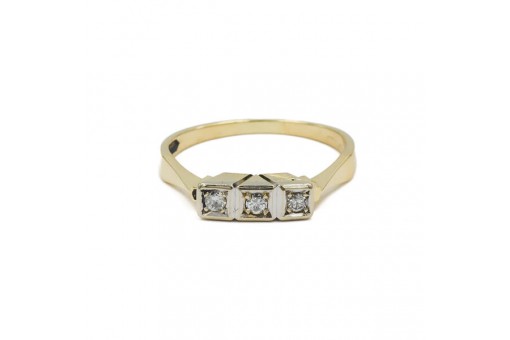Ring mit 3 Brillanten Diamanten 0,15 ct. in 14 Kt 585 Gold 59
