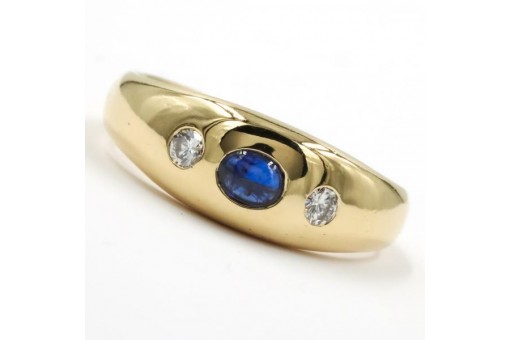 Ring Band mit Saphir Safir Brillanten Diamanten in 18 Kt 750 er Gold  Gr. 48