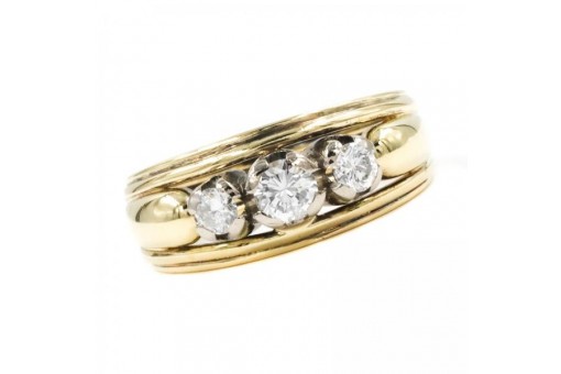 Ring mit 3 Brillanten Diamanten 0,40 ct in 14 Kt 585 er Gold Gr&ouml;sse 57 