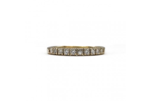 Ring Halbmemory mit 10 Brillanten Diamanten 0,25 ct. in 14 Kt. 585 Gold Gr. 54